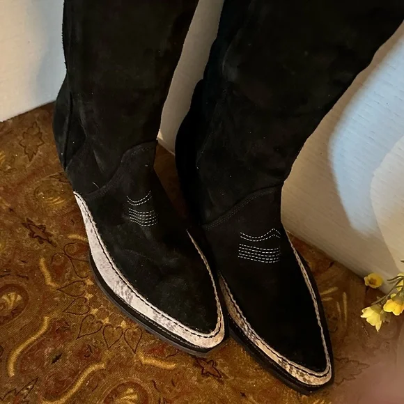 Free People Sterling Western Tall Black Boots
